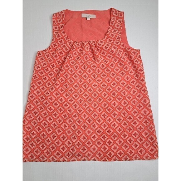 Ann Taylor LOFT Orange Handkerchief Tank Top Shell w/Gathered Neck SZ M - Picture 1 of 5